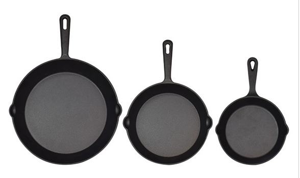 Jim Beam Pre Seasoned Cast Iron Skillets, Set of 3 (6″, 8″ & 10″)