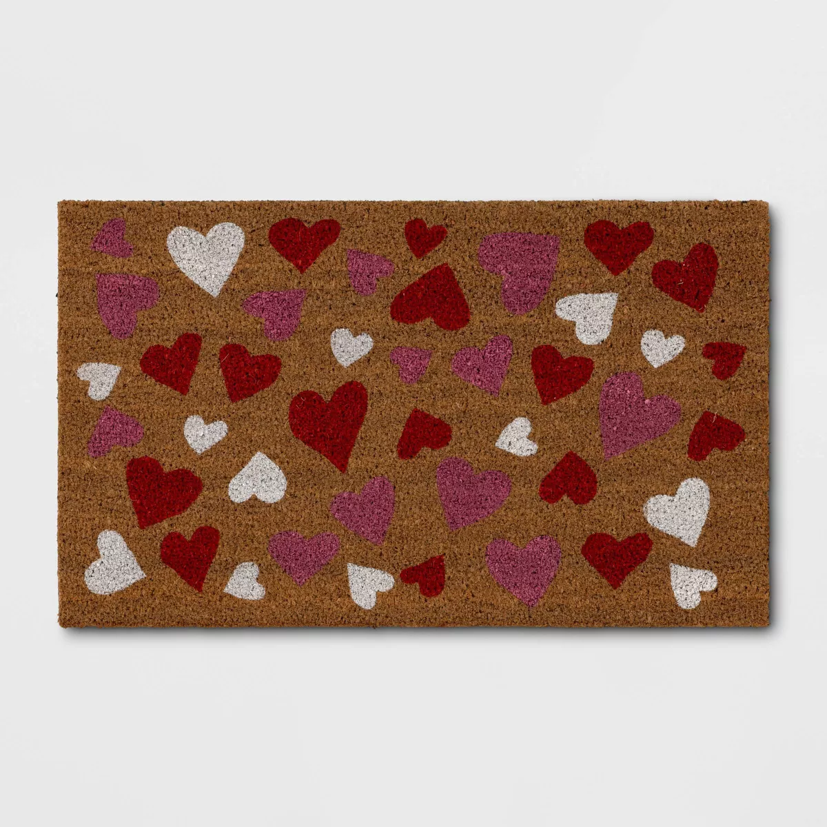 1’6″x2’6″ Valentine’s Day All Over Hearts Coir Doormat Pink/Red/White – Threshold™