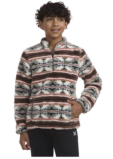 Hurley Boys Sherpa Printed Quarter-Zip Jacket