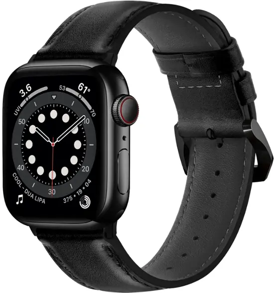 NEXT – Leather Band for Apple Watch 38, 40, 41mm (Series 1-8) – Black