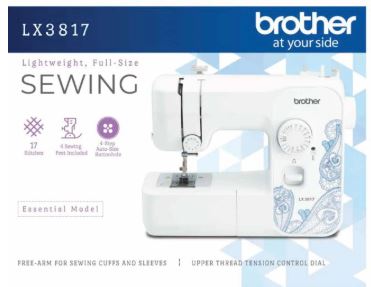 Brother LX3817 17-Stitch Portable Full-Size Sewing Machine, White