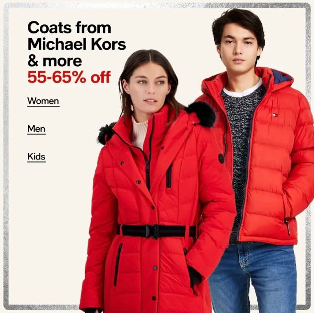 50-65% off on Coats from Michael Kors & More