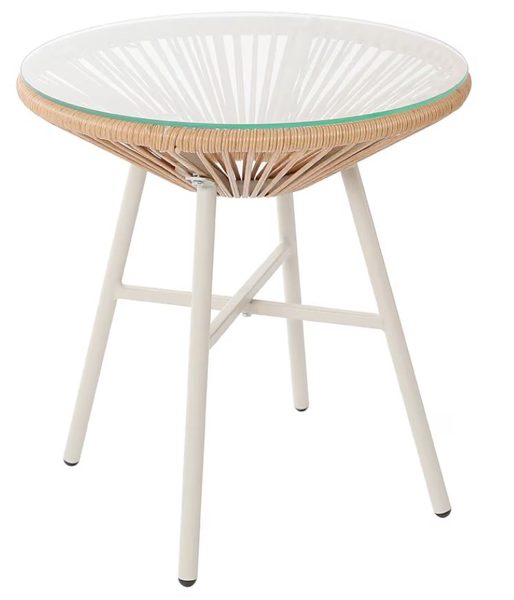 Patio Watcher Coffee Table Round Wicker Outdoor End Table 17.7-in W x 17.7-in L