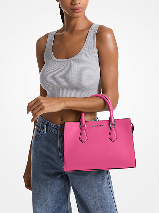 michaelkors Sheila Medium Faux Saffiano Leather Satchel