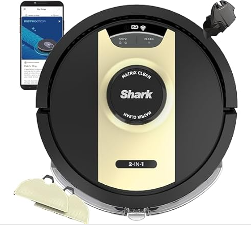(NEW!) Shark RV2410WD IQ 2-in-1 Robot Vacuum and Mop with Row-by-Row Cleaning, Perfect for Pet Hair, Compatible with Alexa, Black/Bronze, Black/Gold, No Self-Empty Base