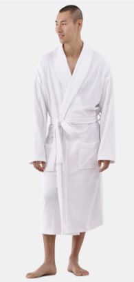 George Men’s Terry Plush Shawl Collar Robe with Long Sleeves, One Size Fits Most