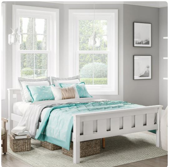 Better Homes & Gardens Kane Wooden Platform Bed, Full Size, White