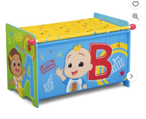 CoComelon Toy Box with Retractable Fabric Top by Delta Children, Blue