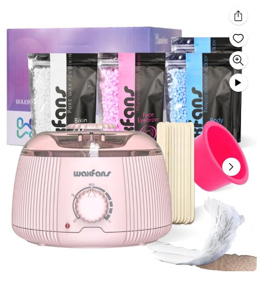 Waxfans Waxing Kit for Hair Removal, at Home Waxing Kit ,Wax Beads for Sensitive Skin,Silicone Bowl