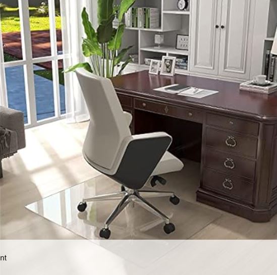 Natsukage Glass Chair Mat Tempered Glass Office Chair Mats Desk Chair Mat for Carpet or Hardwood Floor Computer Chair Mat Floor Protector (Transparent, 36″ x 36″, 1/6″ Thick)