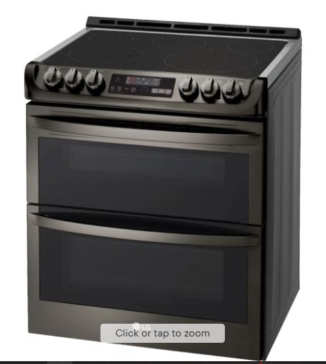LG – 7.3 Cu. Ft. Smart Slide-In Double Oven Electric True Convection Range with EasyClean and 3-in-1 Element – Black Stainless Steel