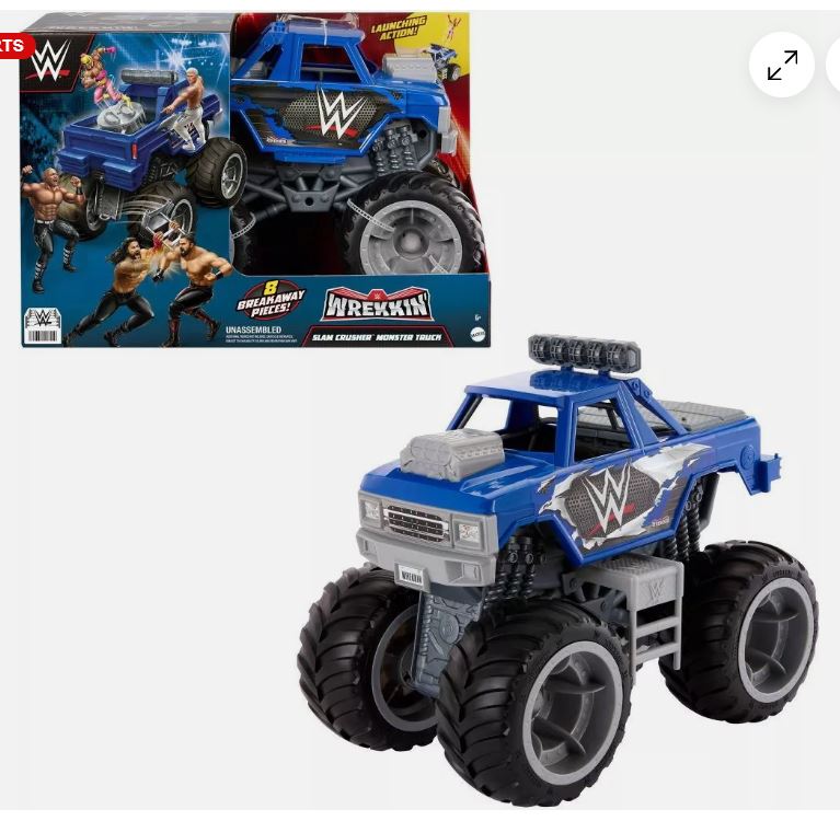 WWE Wrekkin’ Slam Crusher Monster Truck Real Rolling Wheels Breakaway Parts 6+