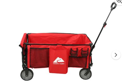 Ozark Trail Camping Utility Wagon with Tailgate & Extension Handle, Red, Polyester, 21.6″ Height