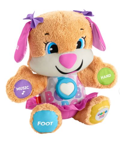 Fisher-Price Laugh & Learn Smart Stages Sis Puppy Plush Learning Toy for Baby, Infants and Toddlers, 6 months and up