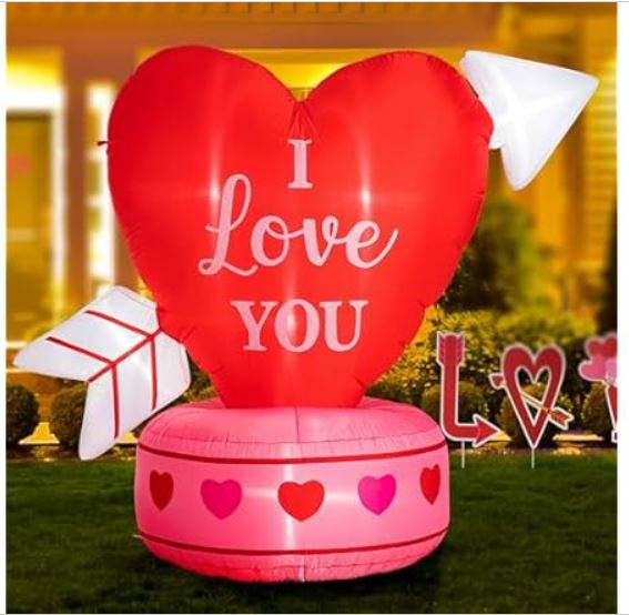 Glitzhome 5′ Inflatable Valentine’s Heart with Arrow