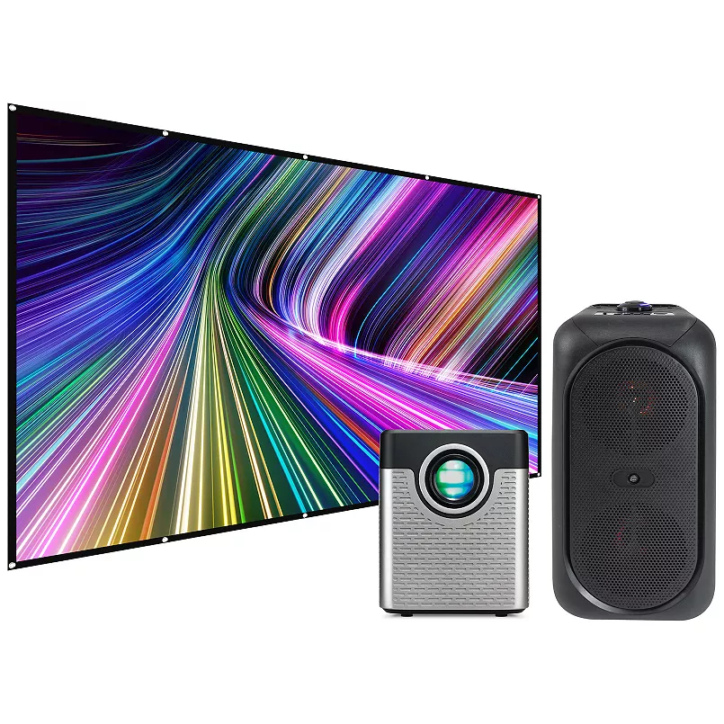 GPX iLive Cinema Pop-Up Movie Theater Projector Set with Speaker & Screen