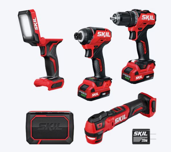SKIL PWR CORE 12-volt 5-Tool Brushless Power Tool Combo Kit (2-Batteries and Charger Included)