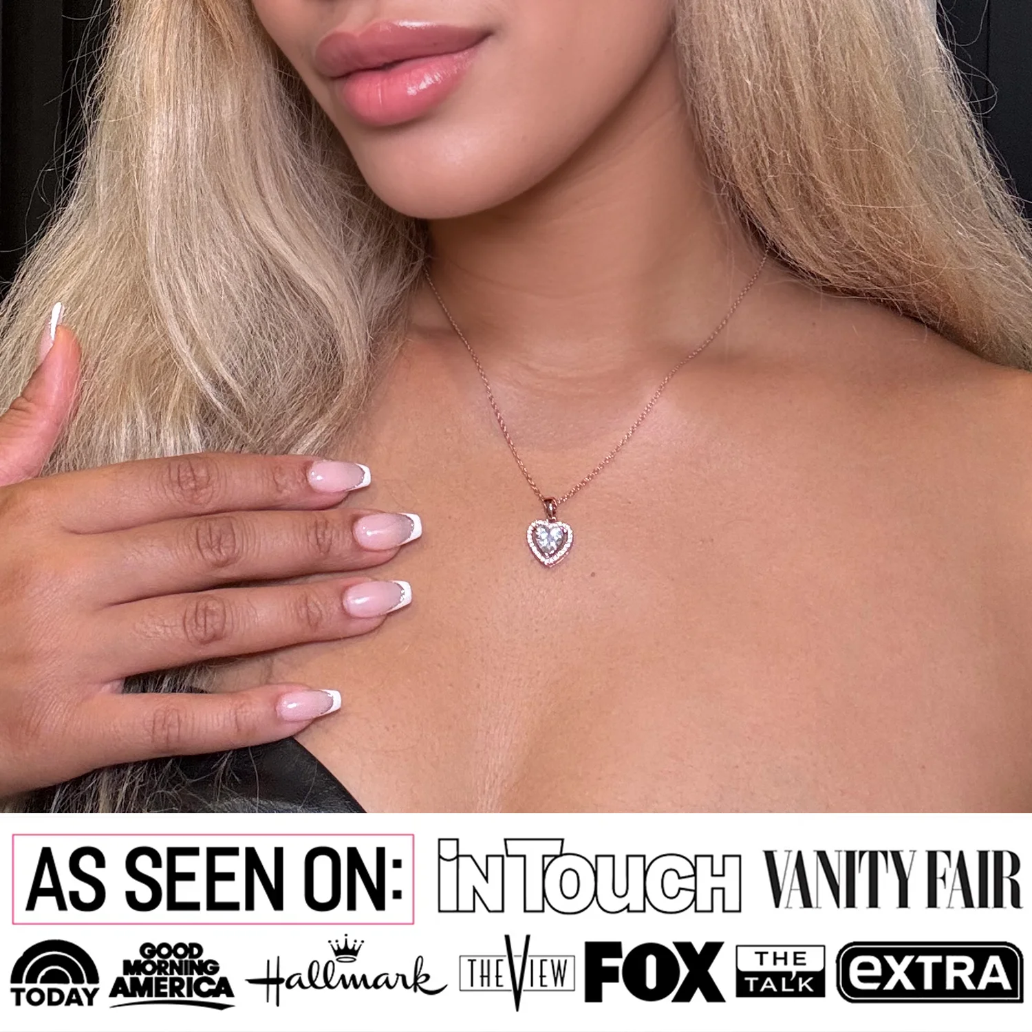 Cate & Chloe Amora 18k White Gold Plated Heart Pendant Necklace with Simulated Diamonds for Women