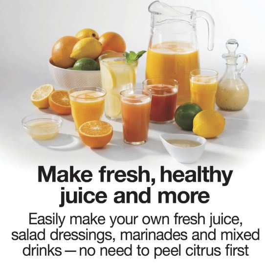 Proctor Silex Electric Citrus Juicer, Orange Juicer, Lemon Juicer, 34 oz. Pitcher, White, 66340