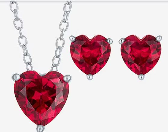 Yes, Please! Lab Created Red Ruby Sterling Silver Heart 2-pc. Jewelry Set