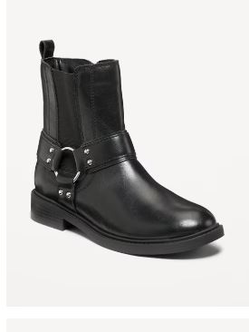 Faux-Leather Moto Boots