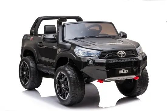 Hyper – Toyota Hilux 12V 2 Seat Off Road Ride-on, 4mph Max Speed – Front & Rear Lights – Front & Rear Trunk Space – Truck Sounds – Black/Grey