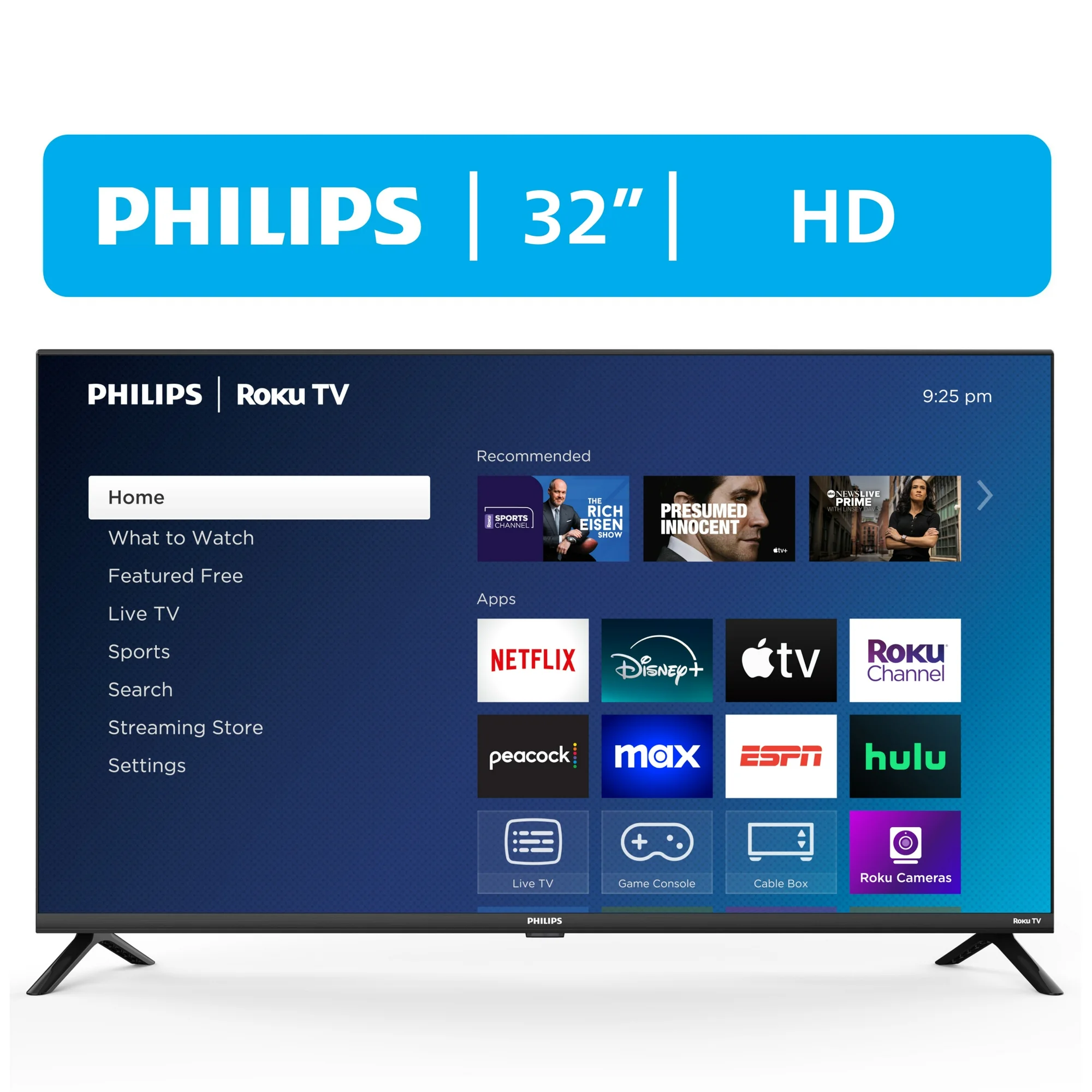Philips 32″ Class HD (720P) Smart Roku Borderless LED TV (32PFL6452/F7) (New)