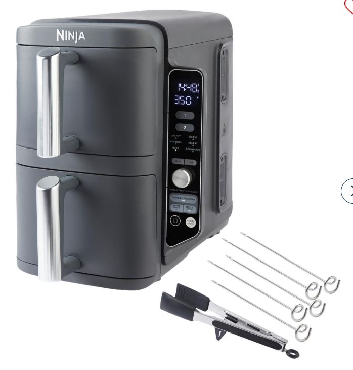 Ninja DoubleStack XL 10qt 6-in-1 Air Fryer with 5pc Skewers & Tongs