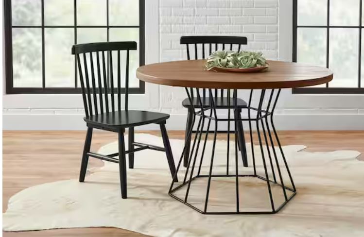 Black Windsor Solid Wood Dining Chairs (Set of 2)