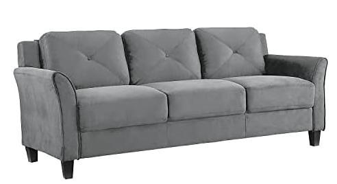 Lifestyle Solutions Collection Grayson Micro-Fabric Sofa, Dark Grey