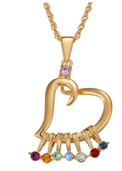 Heart Birthstone Charm Necklace