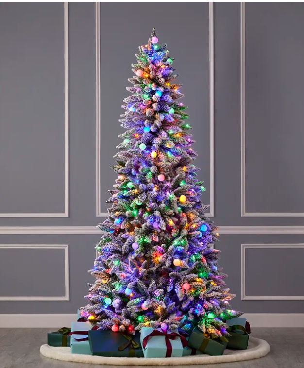 Flocked and Slim Christmas Tree with 150 LED Lights