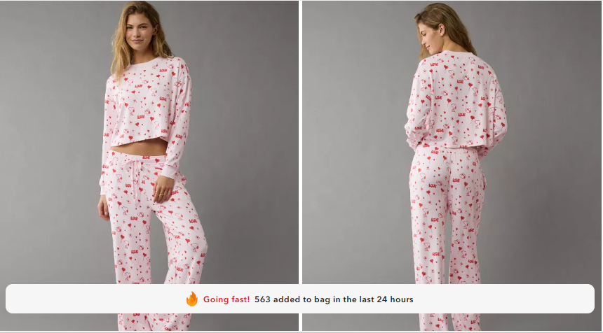 AE Snoopy Valentine’s Day Plush Pants PJ Set