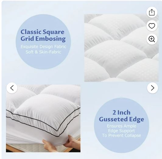 JUSTLET Extra Thick Queen Mattress Topper, Cooling Mattress Pad Cover, 2″ Mattress Topper with 8-21 Inch Deep Pocket Soft Comfortable Breathable, White