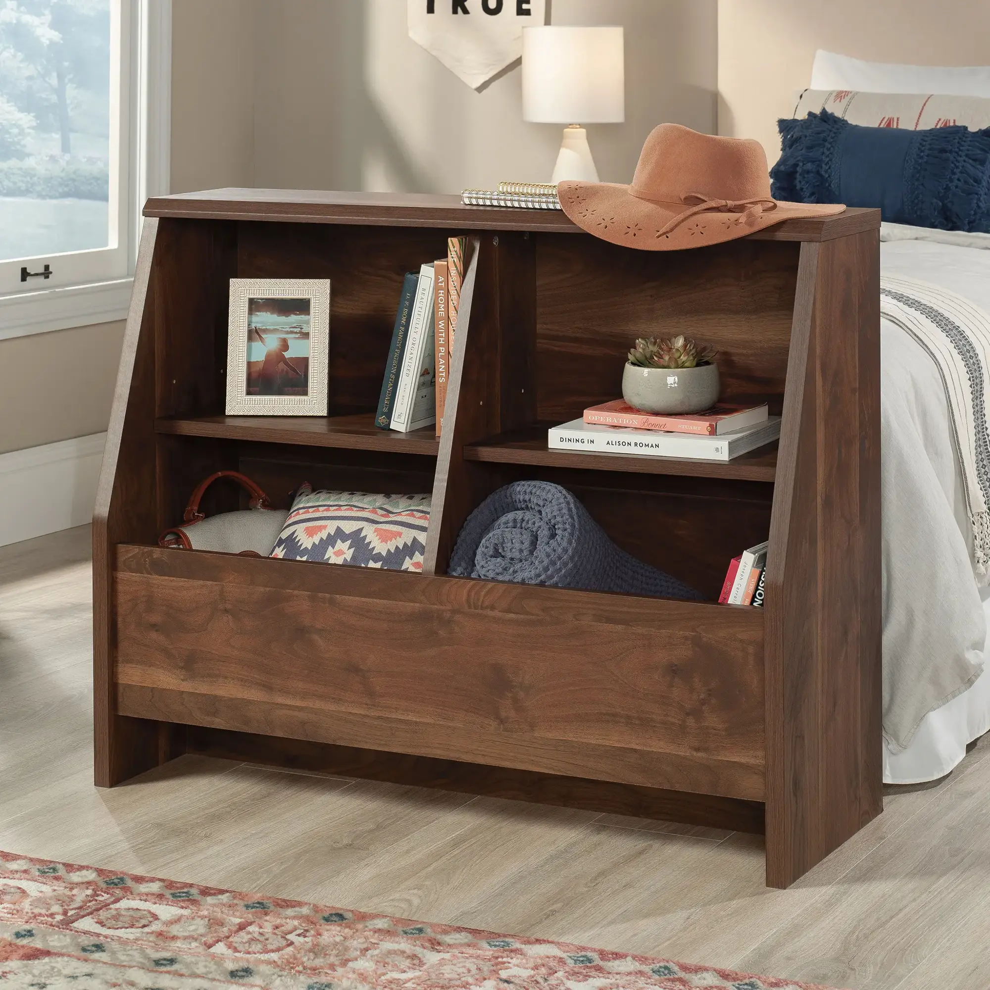Sauder – Willow Place Bookcase Footboard with Storage Bins – Grand Walnut