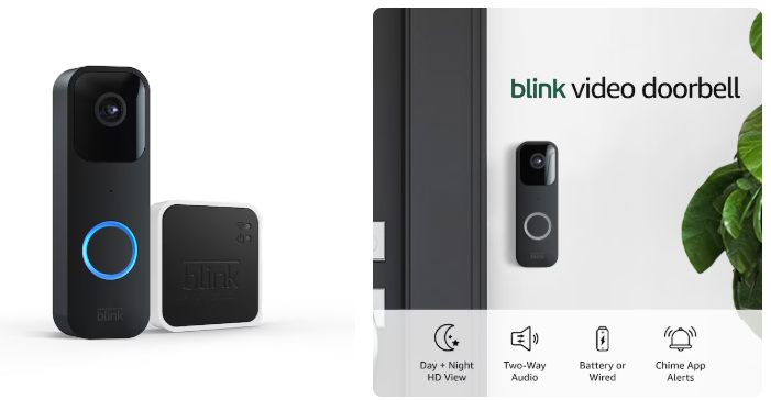 Blink Video Doorbell + Sync Module 2, Two-year Battery Life, Two-way Audio, HD Video, Motion and Chime App Alerts and Alexa Enabled – Battery or Wired – Black