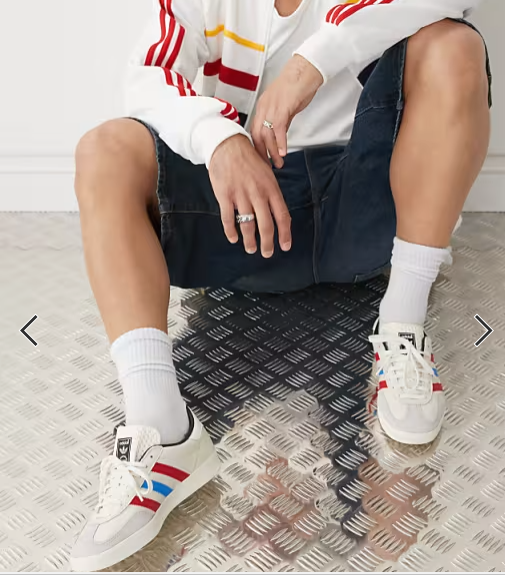 adidas Originals Gazelle Indoor sneakers in white, red and blue