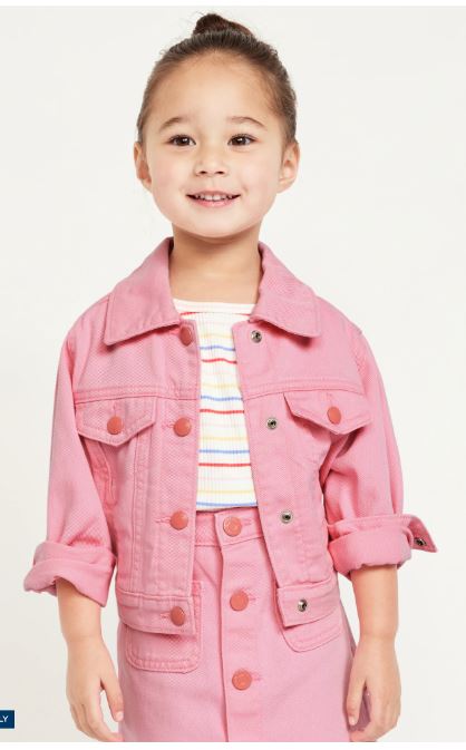 Cropped Trucker Twill Jacket for Toddler Girls