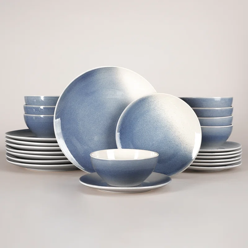 Famiware 24 Piece Dinnerware Sets, Plates And Bowls Sets for 8