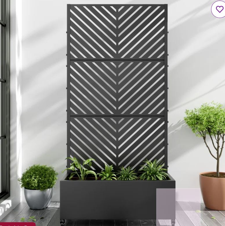 Metal Planter Box with Trellis with Wheels