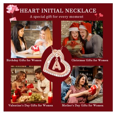 APSVO 14K Rose Gold Love Heart Initial Necklaces for Women CZ