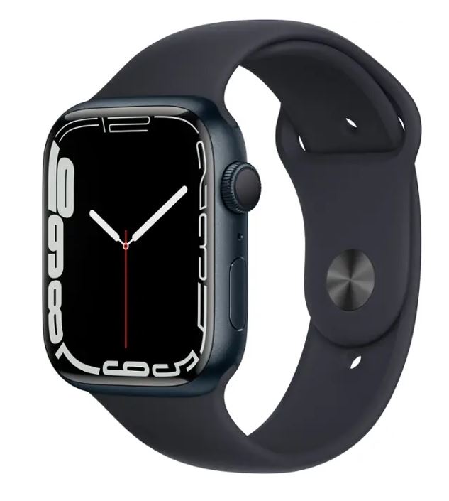 Apple – Geek Squad Certified Refurbished Watch Series 7 (GPS) 45mm Aluminum Case with Midnight Sport Band – Midnight – (2021)