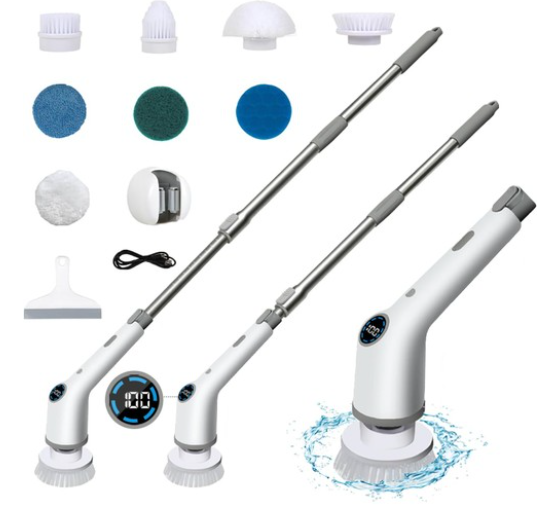 Electric Spin Scrubber, Cordless Shower Scrubber with 9 Replacement Heads