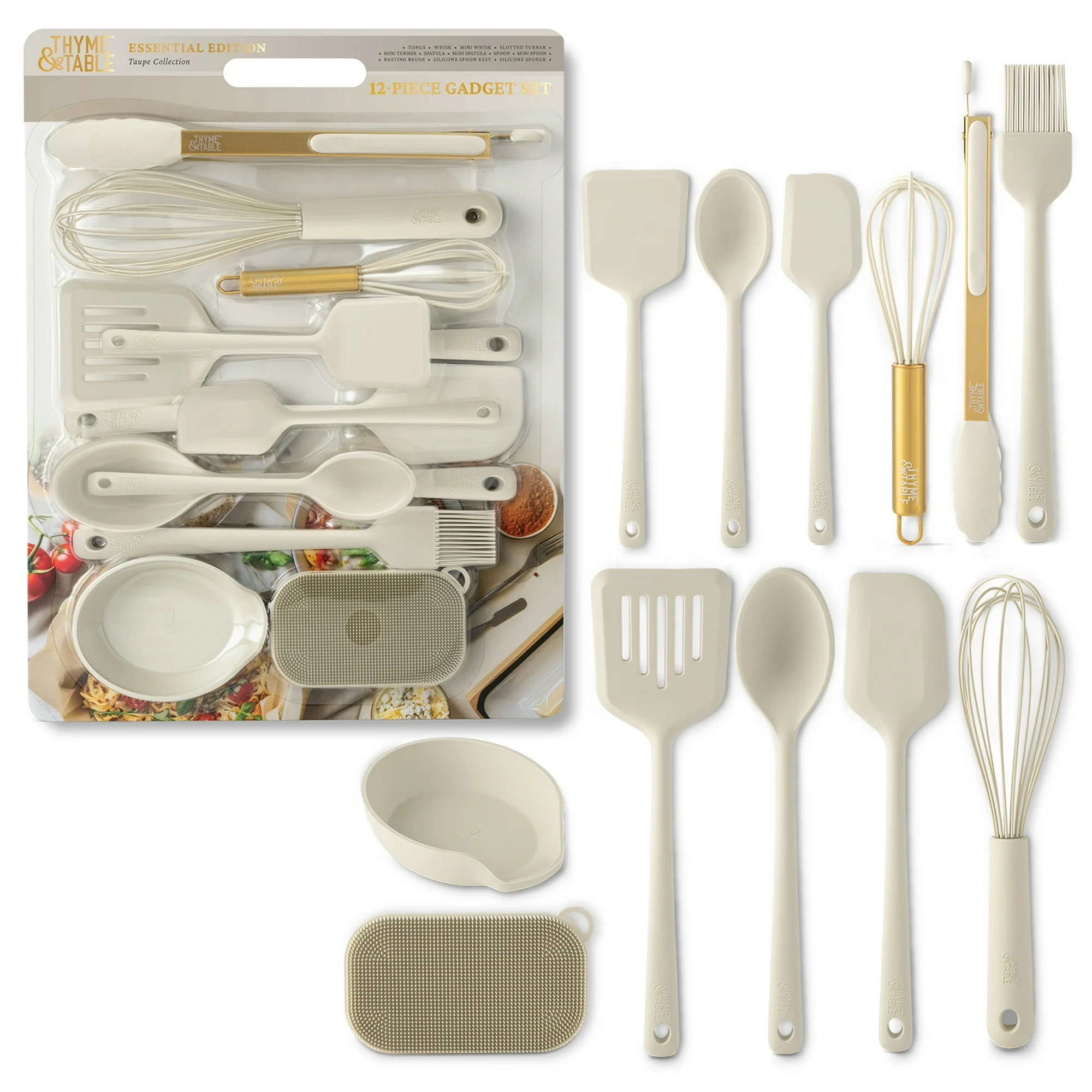Thyme & Table 12- Piece Silicone Cooking Utensil Set, Taupe
