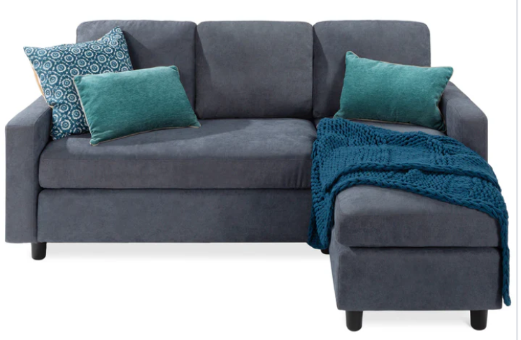 Upholstered Sectional Sofa Couch w/ Chaise Lounge, Reversible Ottoman Bench