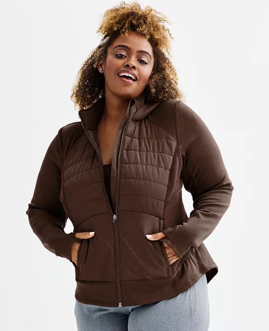 Plus Size Tek Gear® Hooded Mixed-Media Jacket