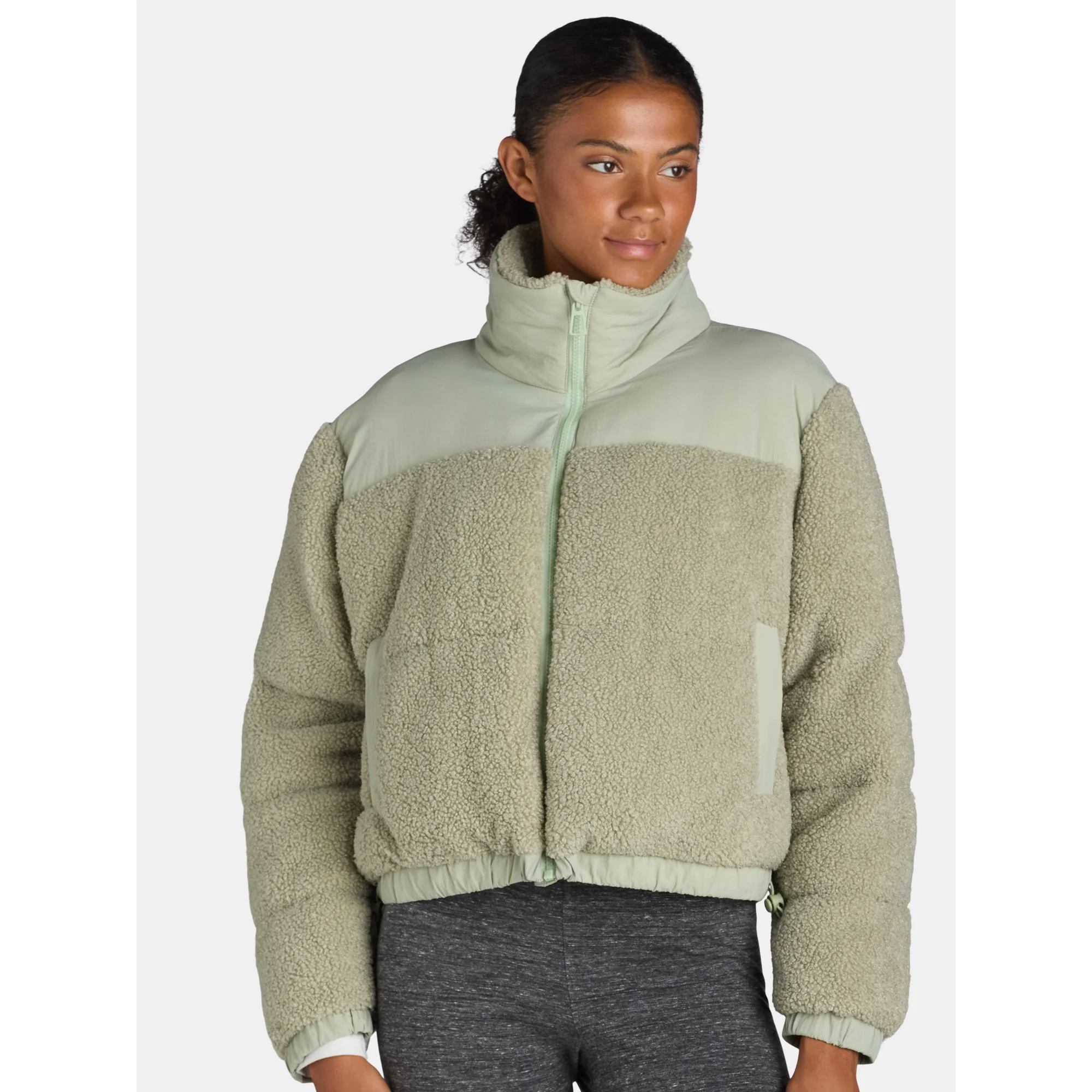 Liv & Lottie Women’s Teddy Fleece Puffer Jacket with Pockets, Sizes S-XL