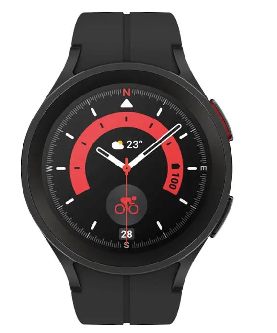 Samsung – Geek Squad Certified Refurbished Galaxy Watch5 Pro Titanium Smartwatch 45mm BT – Black