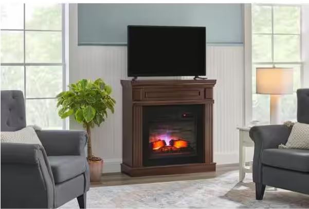Grantley 41 in. W Freestanding Electric Fireplace Mantel in Simply Brown