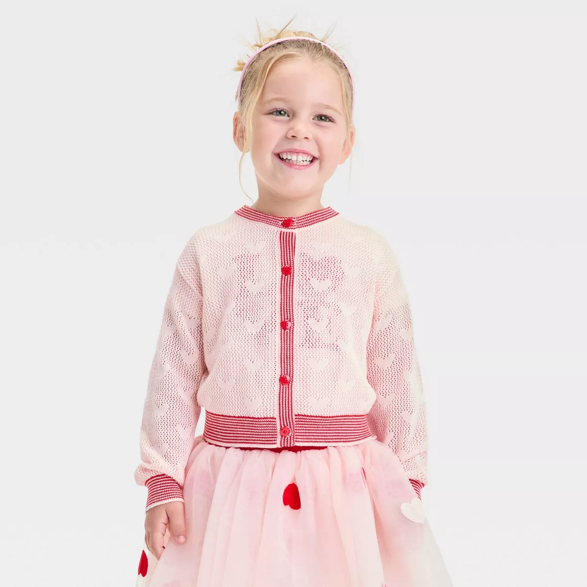Toddler Girls’ Valentine’s Day Heart Cardigan – Cat & Jack™ Pink